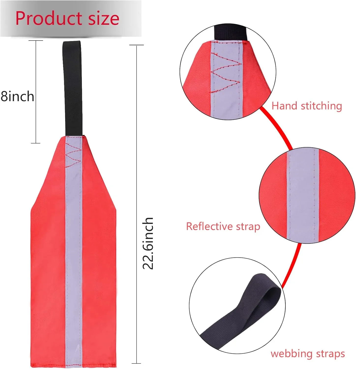 1 PCS Kayak Safety Flag High Visibility Trailer Warning Flags Reflective Travel Red Tow Flag Kayak Accessories for Truck Long Load Canoe Sup Towing