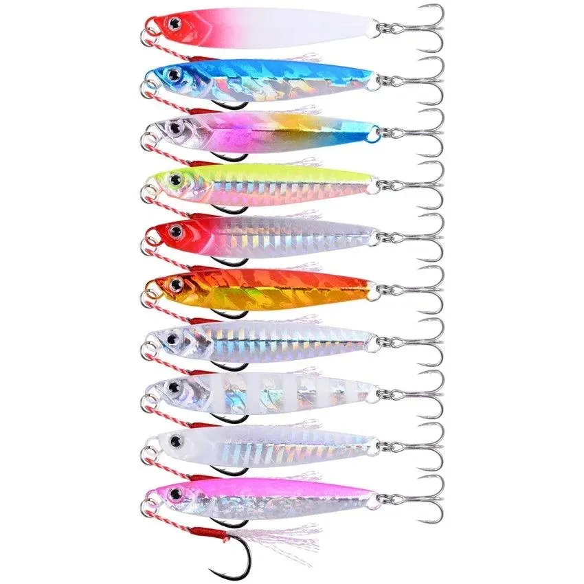 10Pcs Super Quatity Metal Casting Jig 7g-10g-14g-21g-28g-40g Shore Drag Cast Jigging Spoon Fishing Lure Artificial Bait Tackle