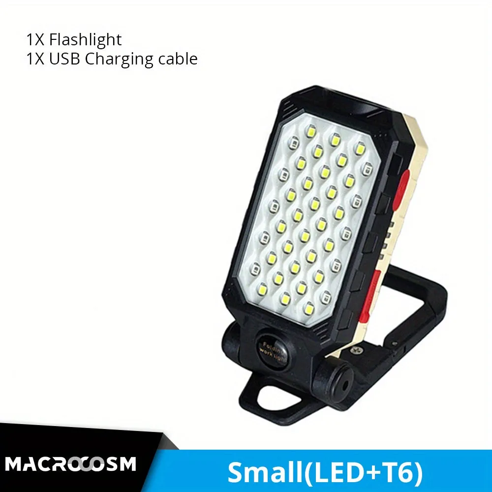 1pc LED COB Work Light With Magnet - Portable USB Rechargeable Waterproof Camping Lantern for Reading, Fishing, Hiking, Car Repair & Emergency Use!