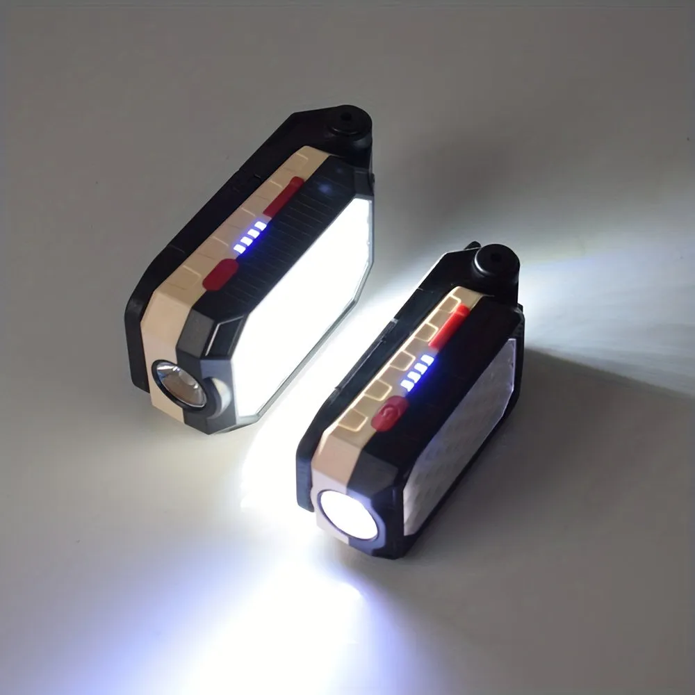 1pc LED COB Work Light With Magnet - Portable USB Rechargeable Waterproof Camping Lantern for Reading, Fishing, Hiking, Car Repair & Emergency Use!