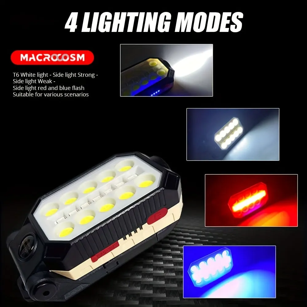 1pc LED COB Work Light With Magnet - Portable USB Rechargeable Waterproof Camping Lantern for Reading, Fishing, Hiking, Car Repair & Emergency Use!