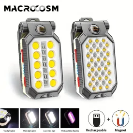 1pc LED COB Work Light With Magnet - Portable USB Rechargeable Waterproof Camping Lantern for Reading, Fishing, Hiking, Car Repair & Emergency Use!
