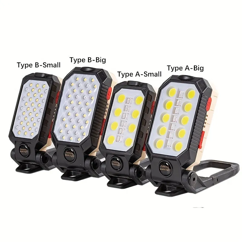 1pc LED COB Work Light With Magnet - Portable USB Rechargeable Waterproof Camping Lantern for Reading, Fishing, Hiking, Car Repair & Emergency Use!