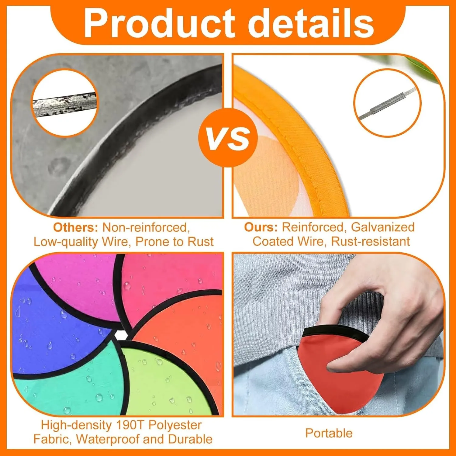 20PCS Foldable Flying Disc Fans with Bags, 9.8'' DIY Handheld Black Egde Fabric Foldable Disc Fan for Outdoor Game Activities Birthday Party Favors Gifts, Light Blue