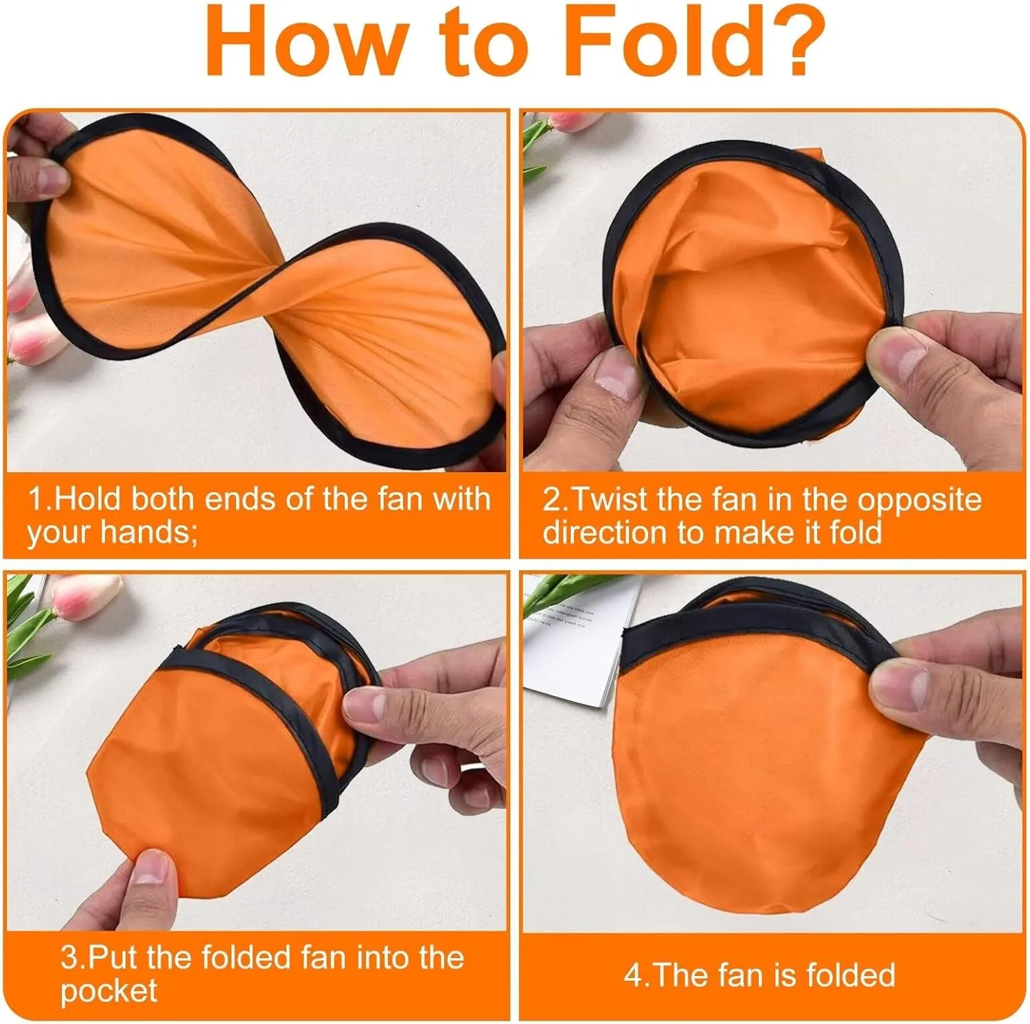 20PCS Foldable Flying Disc Fans with Bags, 9.8'' DIY Handheld Black Egde Fabric Foldable Disc Fan for Outdoor Game Activities Birthday Party Favors Gifts, Light Blue
