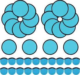 20PCS Foldable Flying Disc Fans with Bags, 9.8'' DIY Handheld Black Egde Fabric Foldable Disc Fan for Outdoor Game Activities Birthday Party Favors Gifts, Light Blue