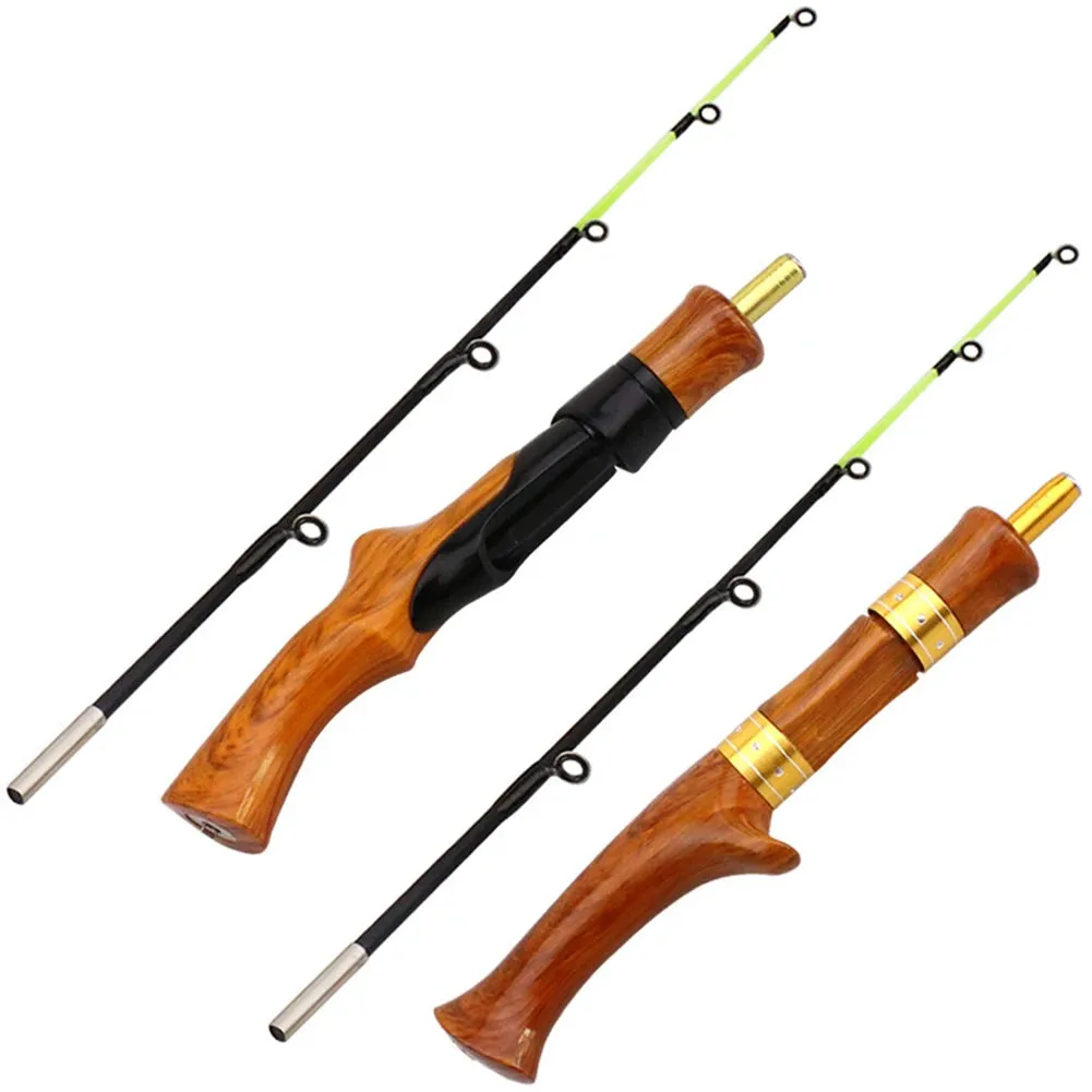 62cm Winter Ice Fishing Rod Carbon Wooden Handle Fishing Pole