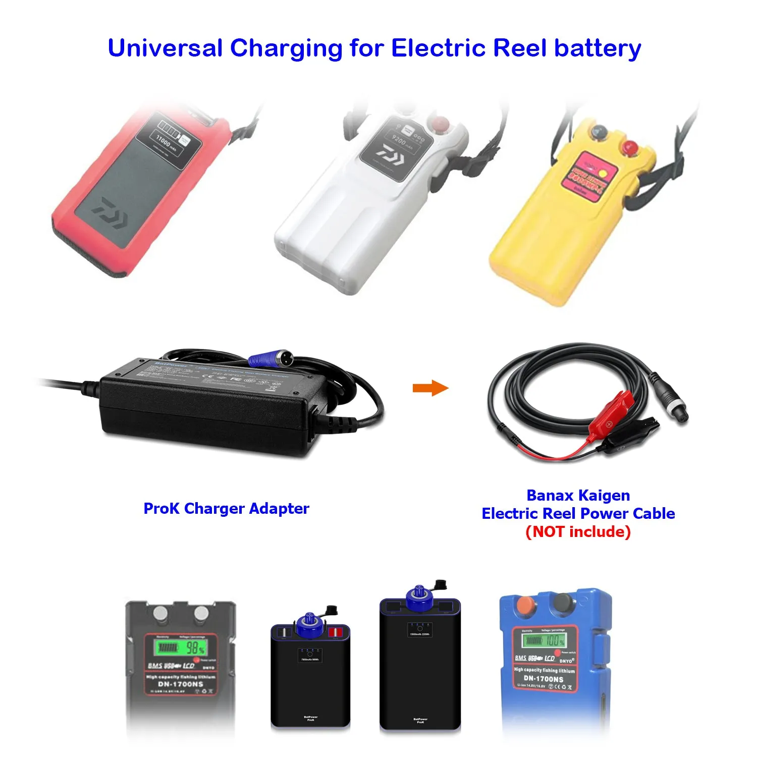 65W ProK Electric Fishing Reel Battery Charger Power Adapter for Banax Kaigen Electric Fishing Reel Battery FK08B FK16B Power Adapter