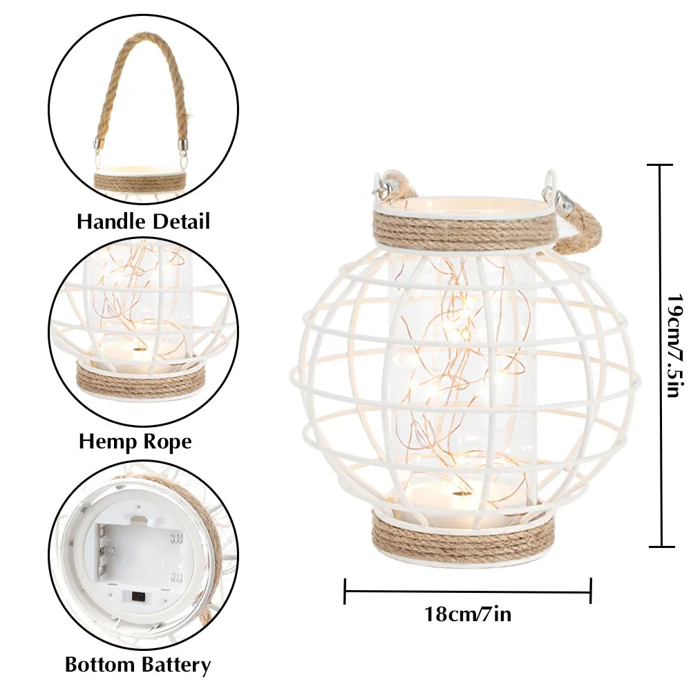 7.3" H Metal Cage LED Lantern Battery Powered Lamp