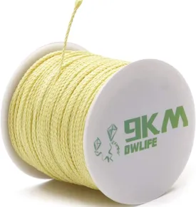 9KM DWLIFE Braided Kevlar Cord, 100lb~2000lb, High Tensile Strength, Abrasion, Flame Retardant, Kite String, Fishing Line, Model Rocket Shock, Hammock Tarp Ridgeline, Tactical Survival Paracord