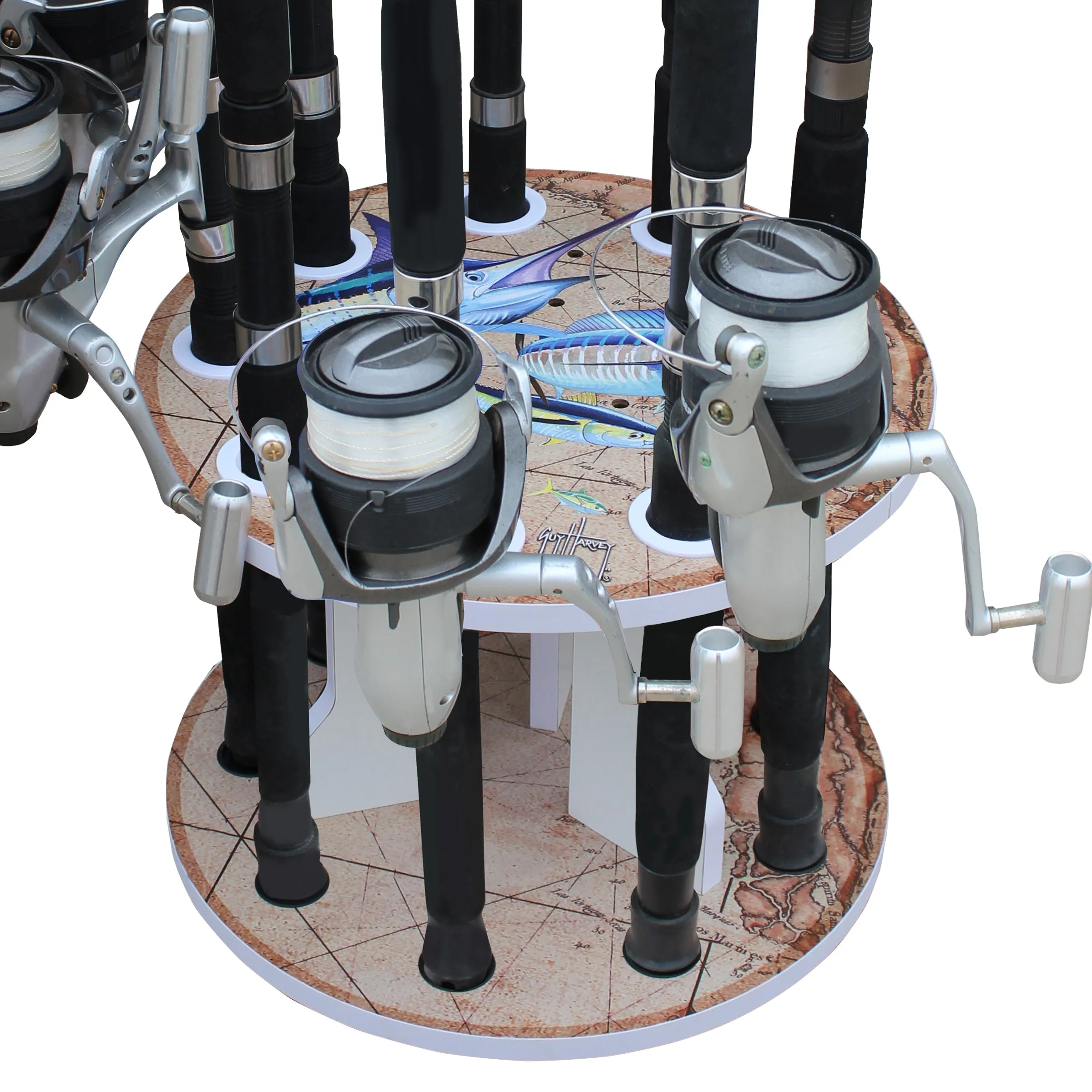 Ancient Map Spinning 9 Rod Rack