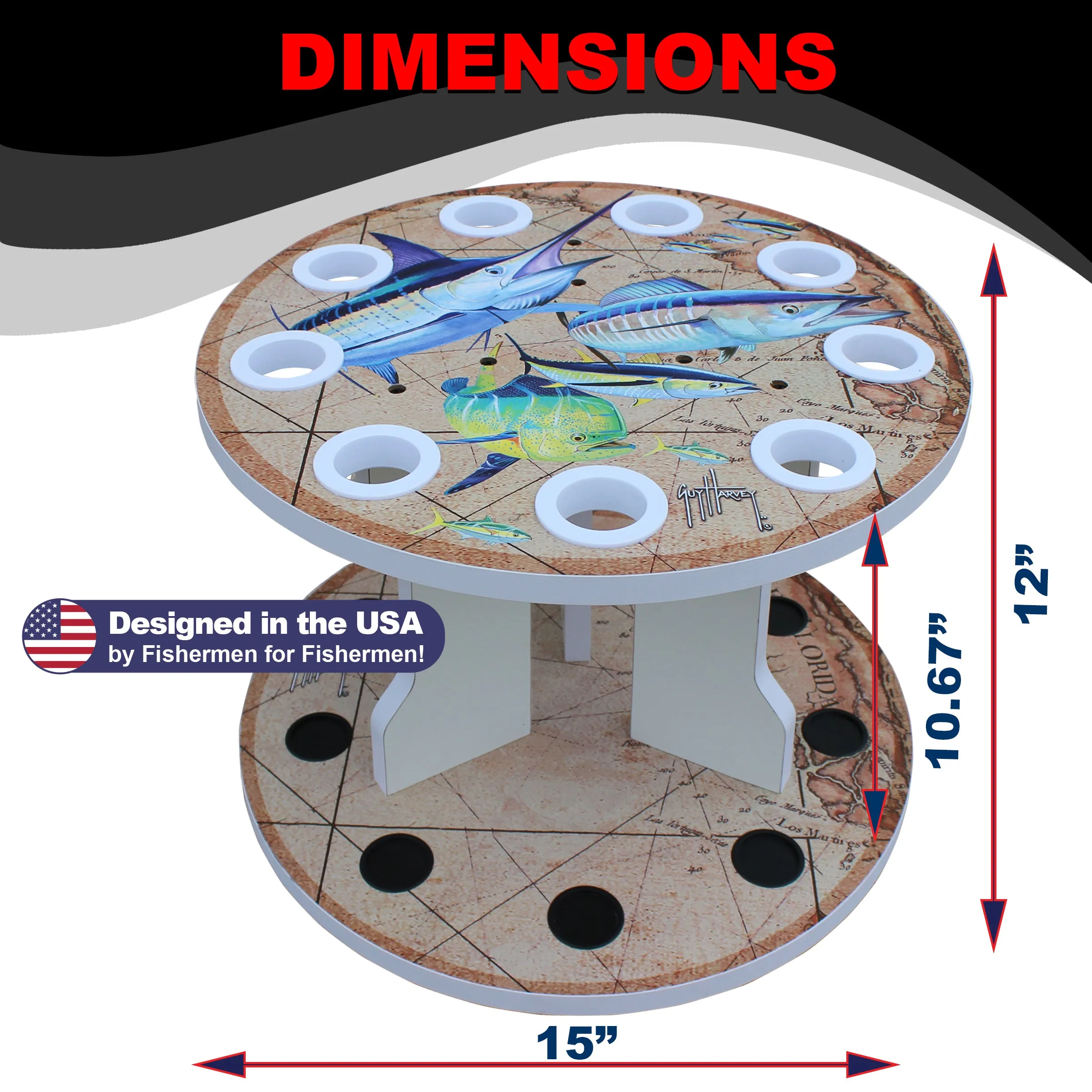 Ancient Map Spinning 9 Rod Rack