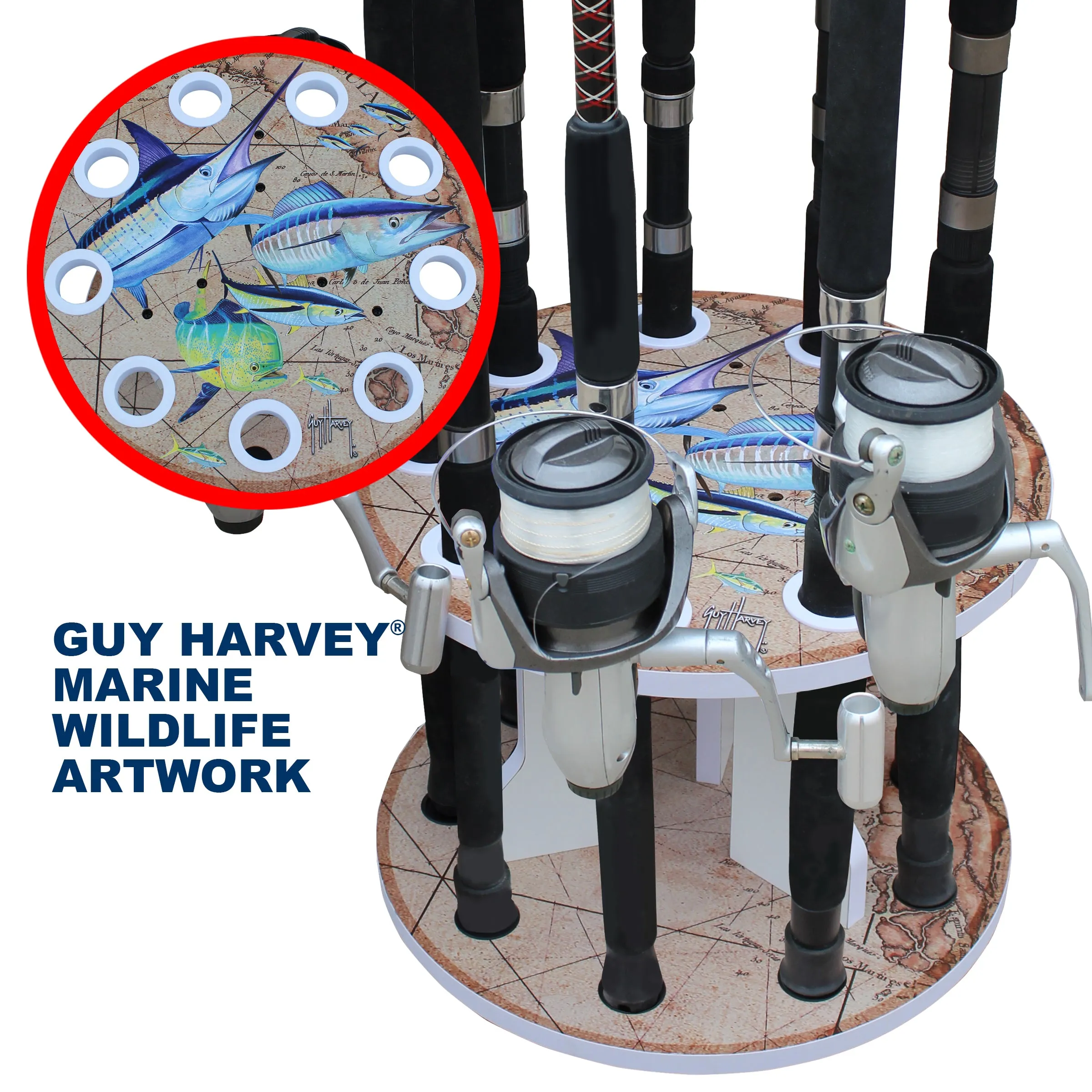 Ancient Map Spinning 9 Rod Rack
