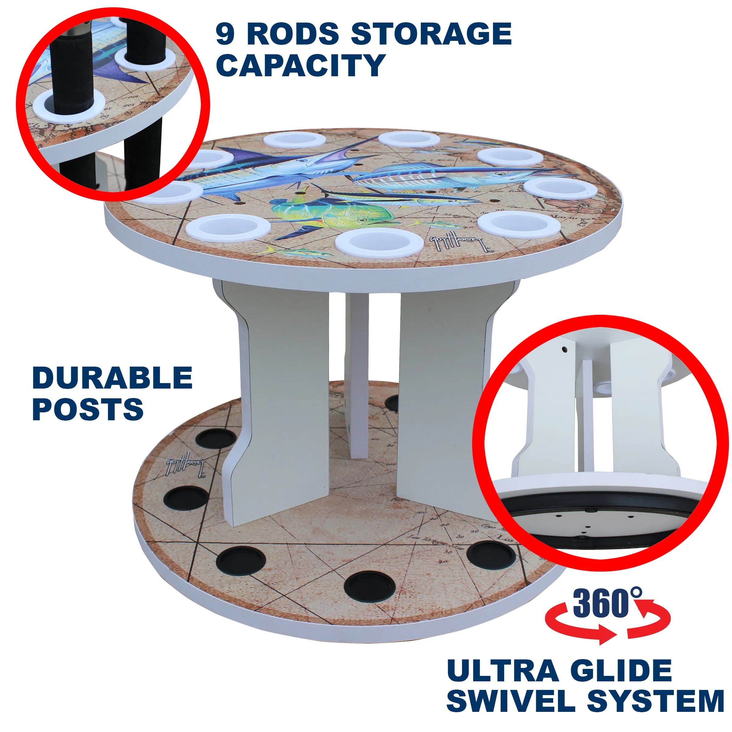 Ancient Map Spinning 9 Rod Rack