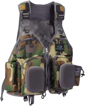 BASSDASH Fly Fishing Vest Multi Pocket Waistcoat Adjustable Size Gifts for Men Women