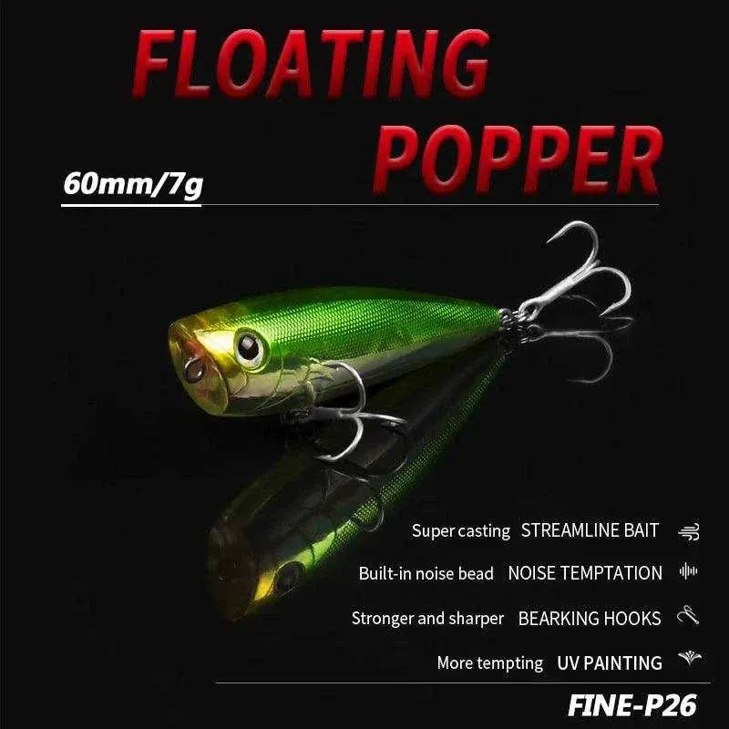 BearKing Popper Lures 60mm, 7.0g Wide Wave Motion