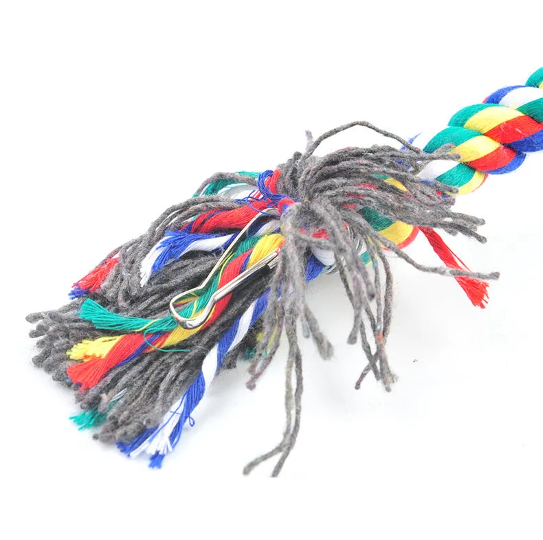 Bird Cotton Rope Swing Perch Chew Toy Parrot Cage Stand with Bell-100CM