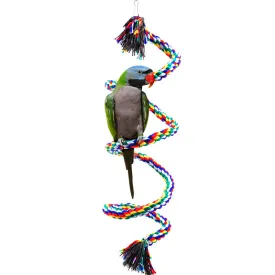 Bird Cotton Rope Swing Perch Chew Toy Parrot Cage Stand with Bell-100CM