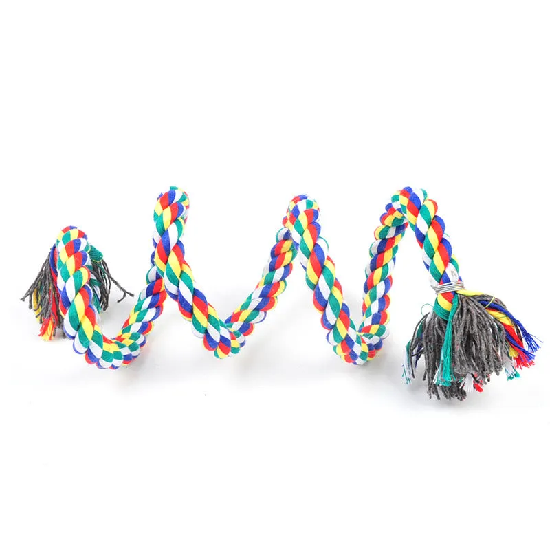 Bird Cotton Rope Swing Perch Chew Toy Parrot Cage Stand with Bell-100CM