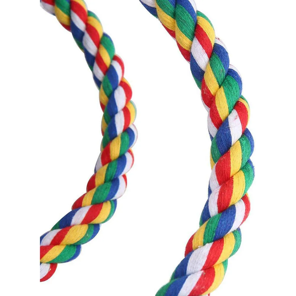 Bird Cotton Rope Swing Perch Chew Toy Parrot Cage Stand with Bell-100CM