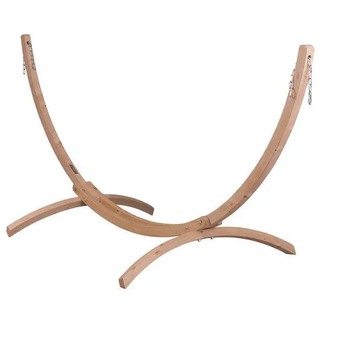 Canoa Double Hammock Stand, Spruce Wood, Caramel Color, by La Siesta