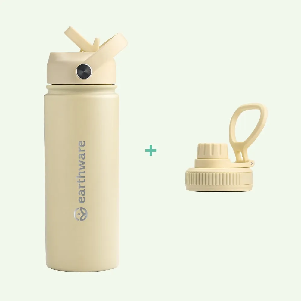 Earthware Earth Bottle Premium Insulated Water Bottle with 2 x Caps (550ml)