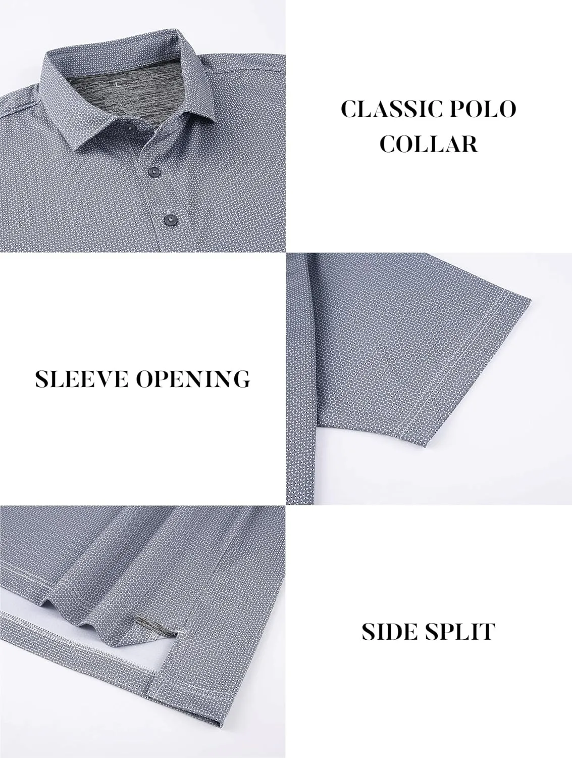 Esabel.C Mens Golf Shirts Print Moisture Wicking Short Sleeve Performance Dry Fit Stretch Active Polo Shirts for Men