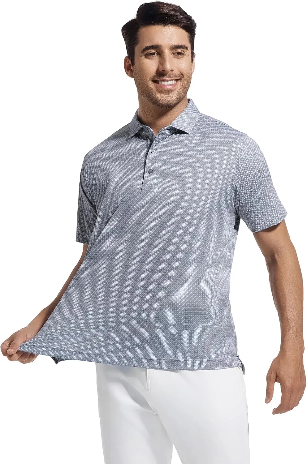 Esabel.C Mens Golf Shirts Print Moisture Wicking Short Sleeve Performance Dry Fit Stretch Active Polo Shirts for Men