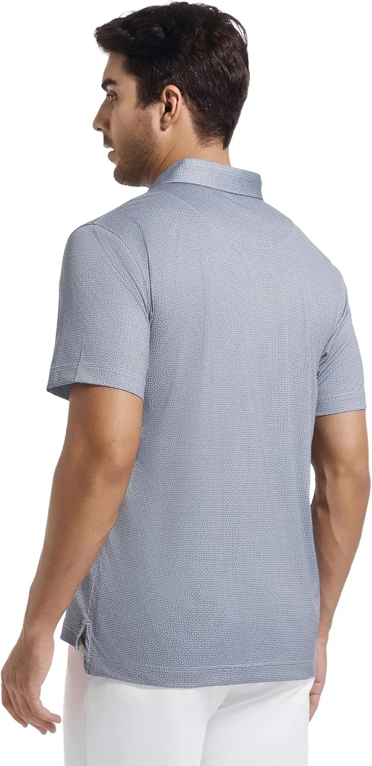 Esabel.C Mens Golf Shirts Print Moisture Wicking Short Sleeve Performance Dry Fit Stretch Active Polo Shirts for Men