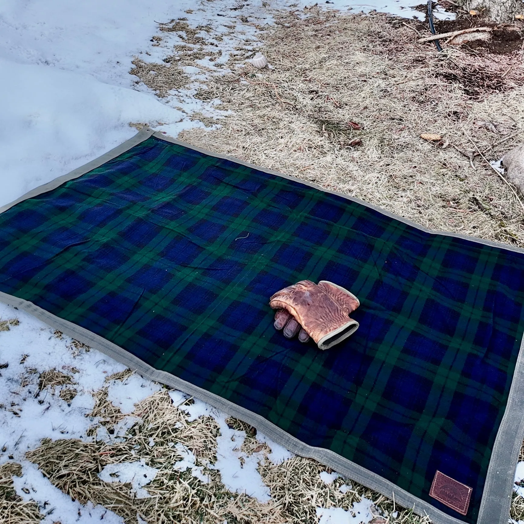 Extra Large Heavyweight Waxed Canvas and Ancient Blackwatch Tartan Wool Lined Bushcraft Ground Cloth