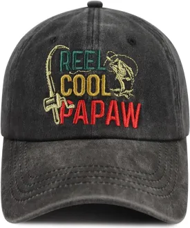 Funny Reel Cool Papaw Hat for Men, Adjustable Cotton Embroidered Grandpa Baseball Cap