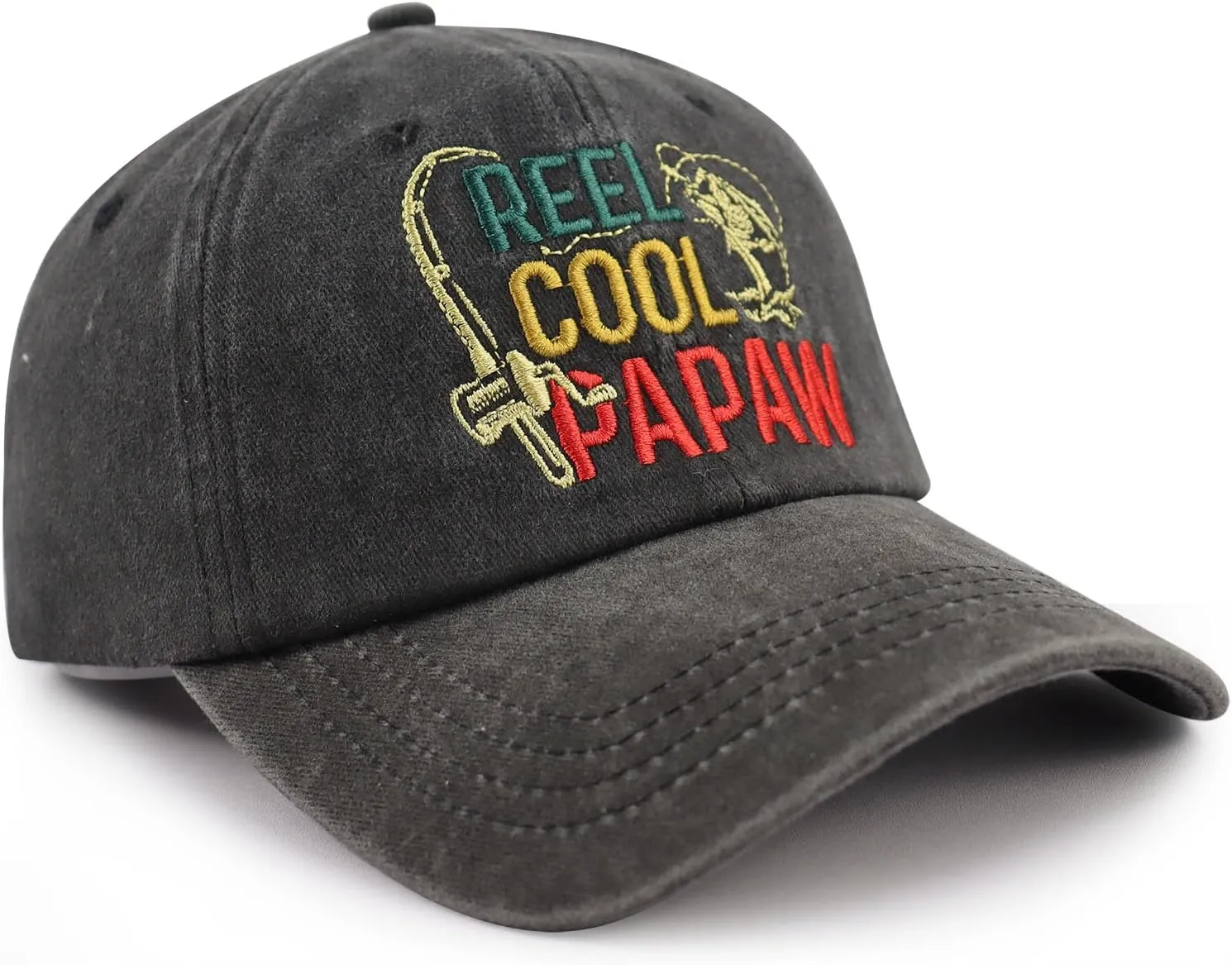 Funny Reel Cool Papaw Hat for Men, Adjustable Cotton Embroidered Grandpa Baseball Cap