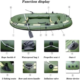 Inflatable Kayak, Inflatable Kayak Inflatable Boat with Oars PVC Inflatable Marine Boat Air Mattress Heavy Duty 6 Person Inflatable Raft Dinghy Fishing Boat Support Up to 460KG