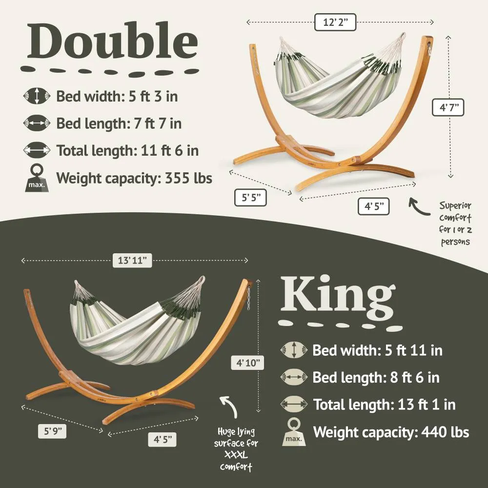 LA SIESTA Brisa Kingsize Classic Swing Hammock with Wooden Stand (W 180 cm)