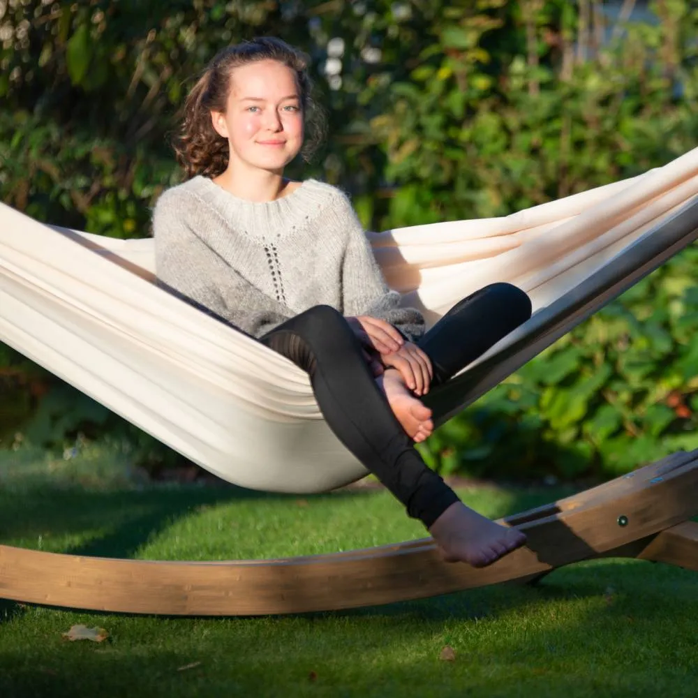 LA SIESTA Brisa Kingsize Classic Swing Hammock with Wooden Stand (W 180 cm)