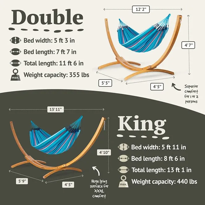 LA SIESTA Brisa Kingsize Classic Swing Hammock with Wooden Stand (W 180 cm)