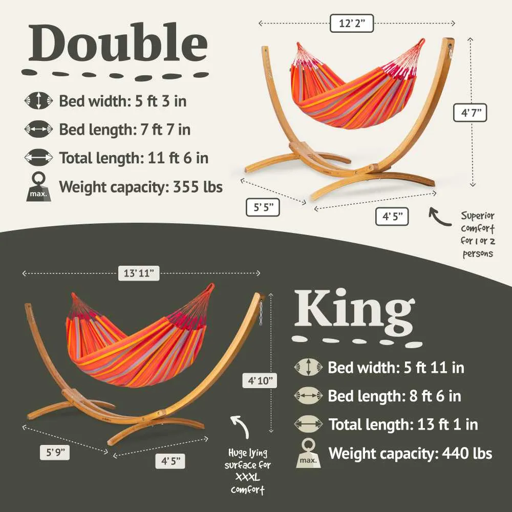 LA SIESTA Brisa Kingsize Classic Swing Hammock with Wooden Stand (W 180 cm)