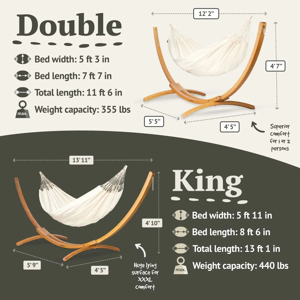 LA SIESTA Brisa Kingsize Classic Swing Hammock with Wooden Stand (W 180 cm)