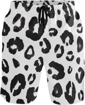Mens Swim Trunks Leopard Beach Board Shorts Quick Dry Swim Shorts with Pockets