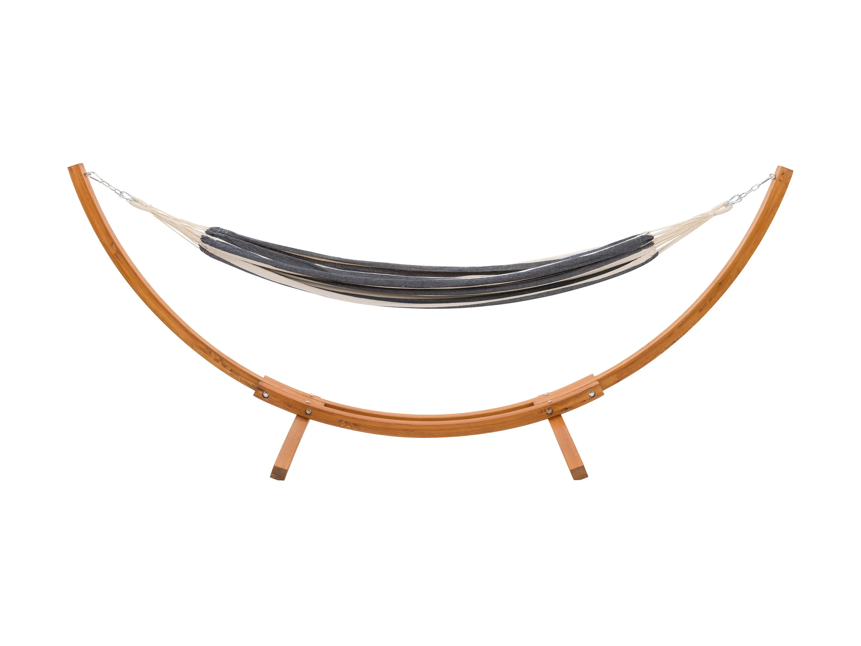 Navy Blue and White Hammock with Wood Stand