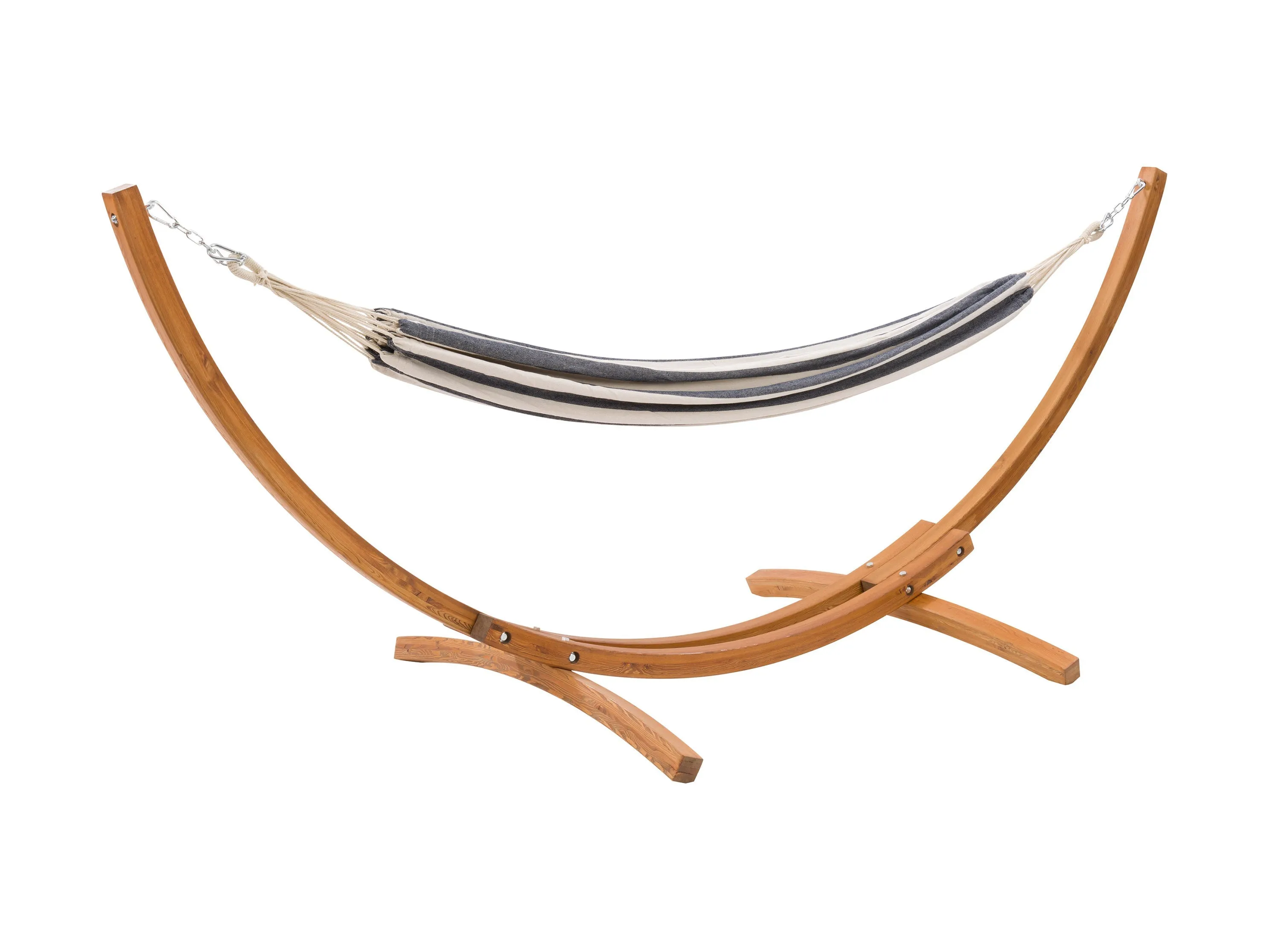Navy Blue and White Hammock with Wood Stand