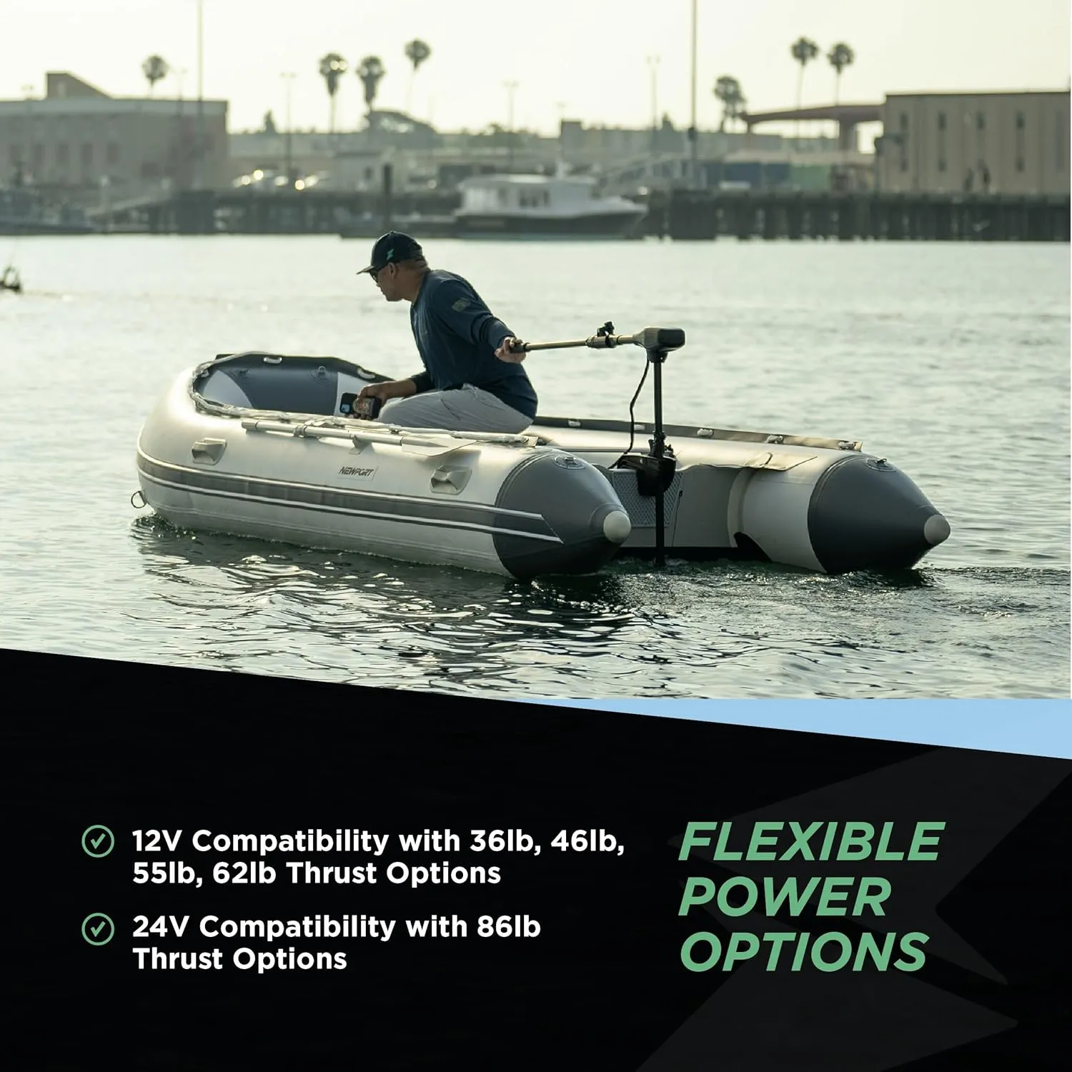 Newport NV-Series Thrust Saltwater Transom Mounted Trolling Electric Trolling Motor w/LED Battery Indicator