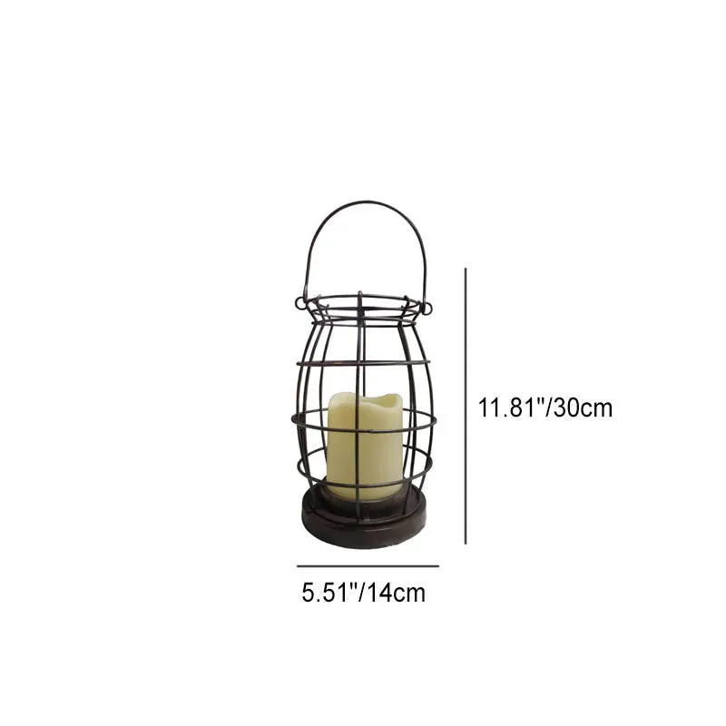 Outdoor Candle Lantern Iron LED Battery Patio Camping Hanging Light