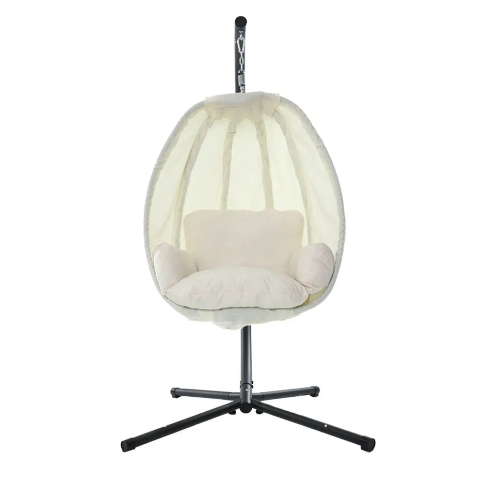 Outdoor Egg Swing Pod Chair Hammock with Stand Cream