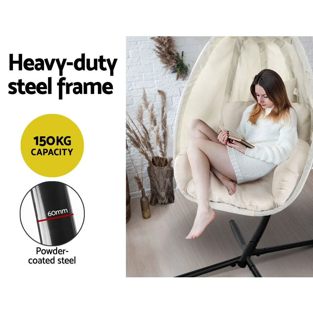 Outdoor Egg Swing Pod Chair Hammock with Stand Cream