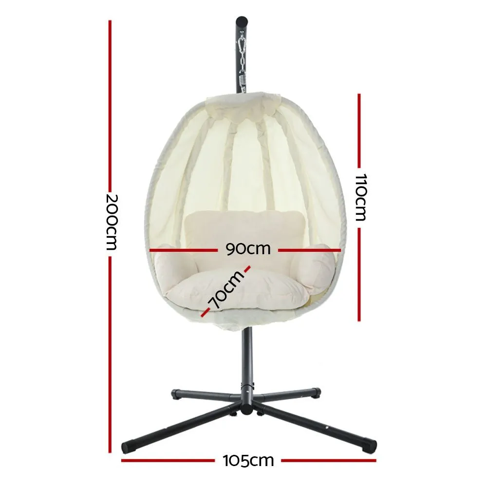 Outdoor Egg Swing Pod Chair Hammock with Stand Cream