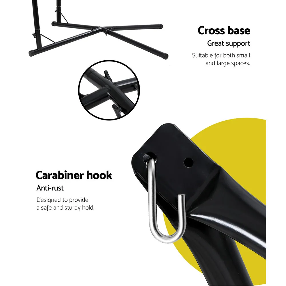 Outdoor Hammock Chair with Steel Stand Hanging Hammock with Pillow Grey