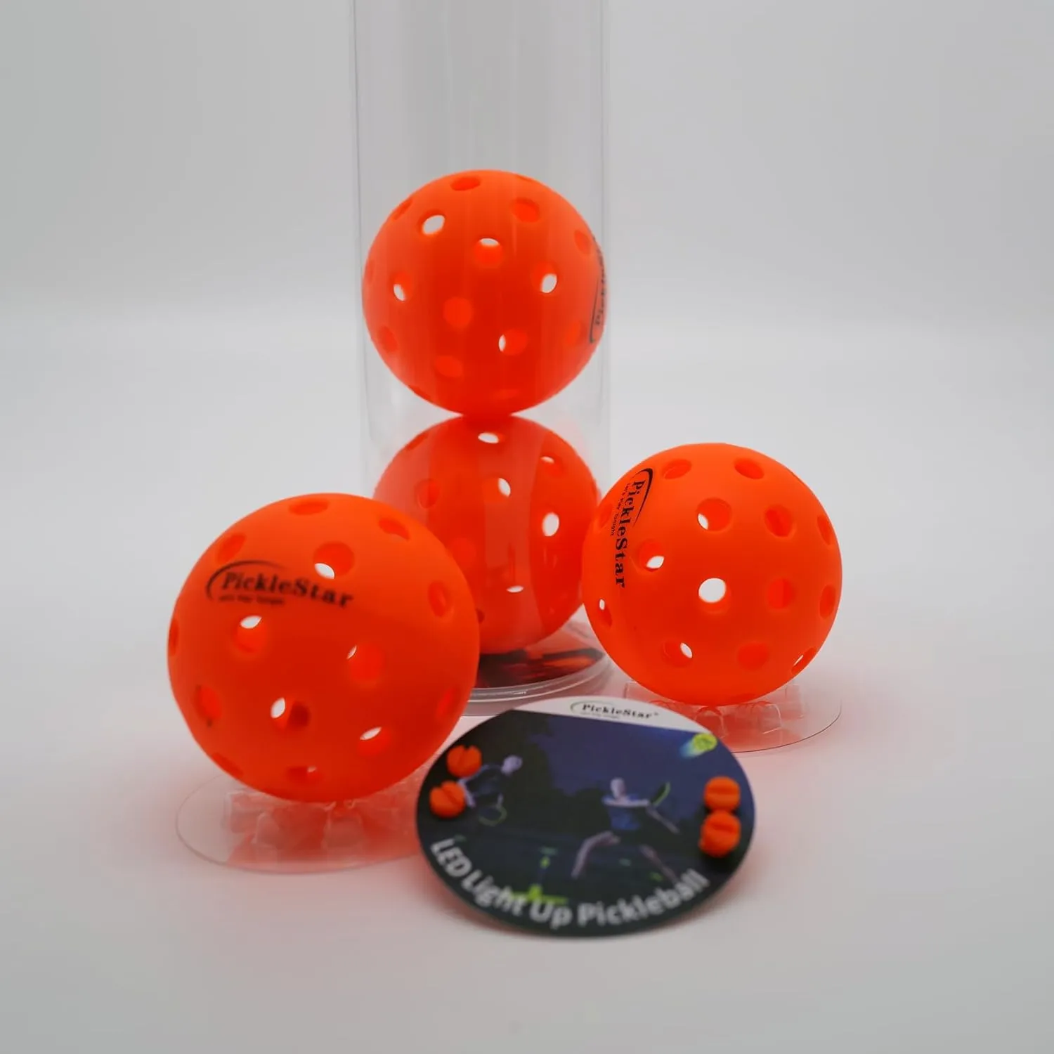PickleStar LED Light Up Pickleball Balls, Glow in The Dark Pickleball Balls, Offcial Size OutdoorPickleBalls with Light 4 Pack LED Light Up Pickle Balls, Unique Gift for Pickleball Lovers