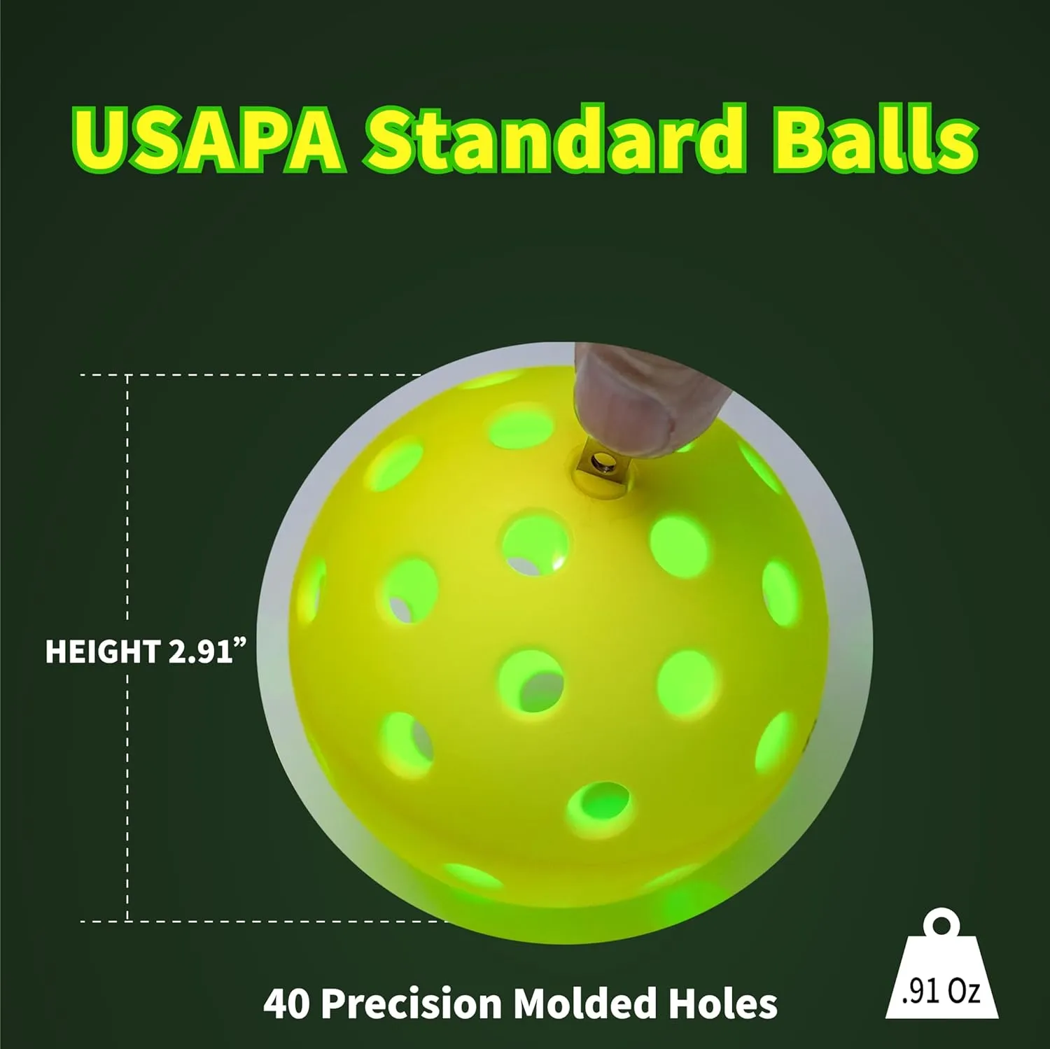 PickleStar LED Light Up Pickleball Balls, Glow in The Dark Pickleball Balls, Offcial Size OutdoorPickleBalls with Light 4 Pack LED Light Up Pickle Balls, Unique Gift for Pickleball Lovers