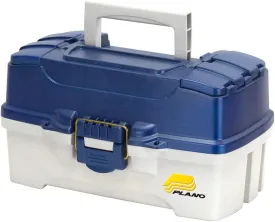 Plano 2-Tray Tackle Box with Dual Top Access, Blue Metallic/Off White, Premium Tackle Storage, 620206, One Size